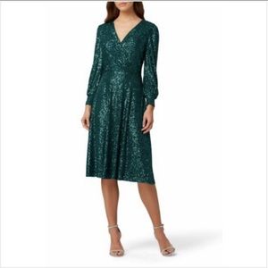 Tahari ASL Sequin Faux Wrap Sequin Dress